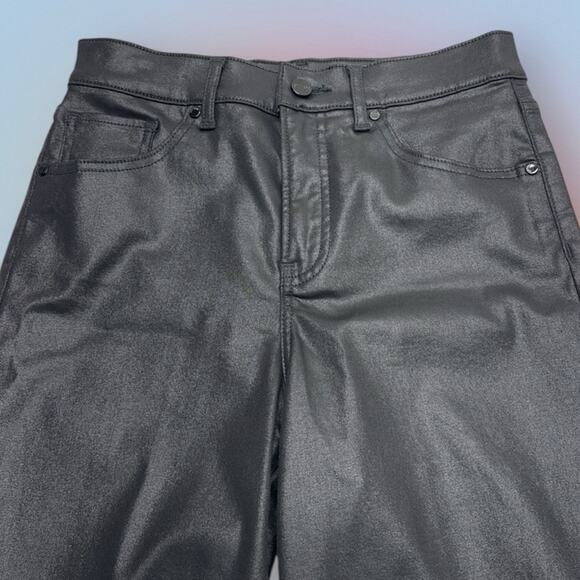 EXPRESS Women’s 2 Black Waxy High Rise Straight Ankle Jeans - Picture 1 of 4